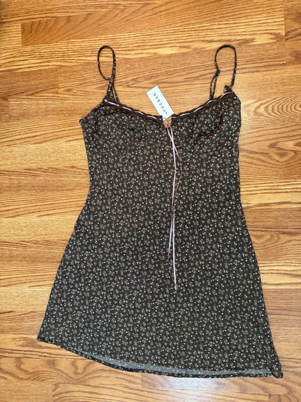 PAC SUN,  Floral Slip SunDress with Delicate Lace Trim, large